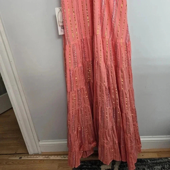 SUNDRESS Suzie Maxi Dress Sao Paolo Rainbow Metallic Stripe Pink Size Large  NWT - Picture 9 of 9